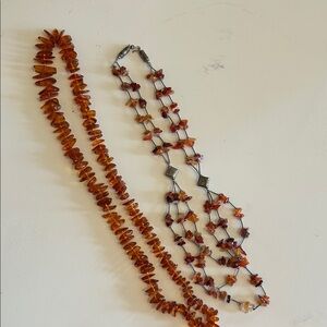Elegant Amber and Silver Necklace Set